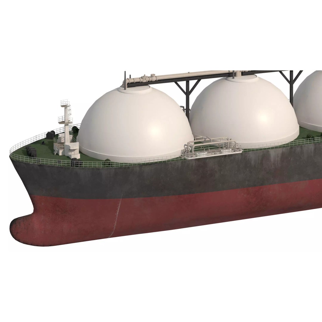 LNG Tanker 3D Model – Low Poly Cargo Ship, FBX, Game Ready - View 12