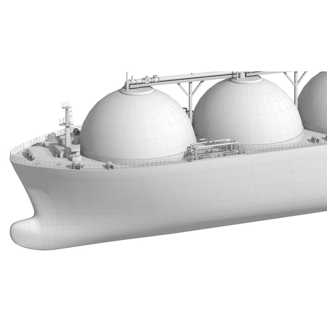 LNG Tanker 3D Model – Low Poly Cargo Ship, FBX, Game Ready - View 13