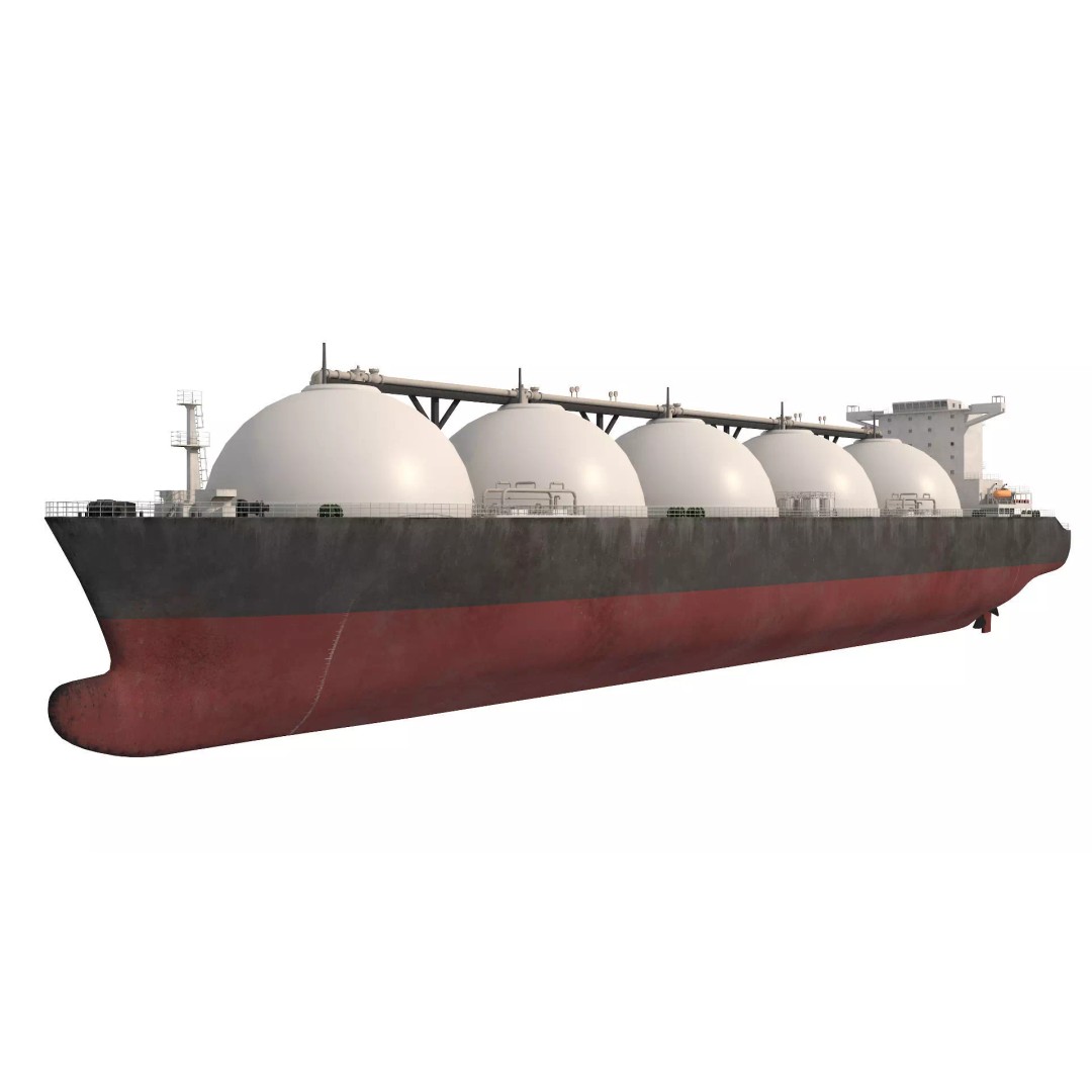 LNG Tanker 3D Model – Low Poly Cargo Ship, FBX, Game Ready - View 2