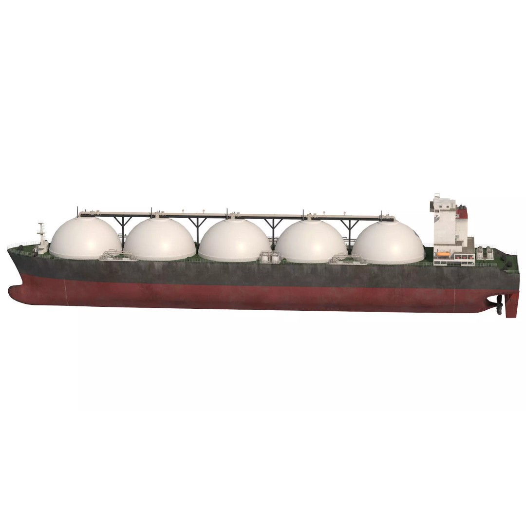LNG Tanker 3D Model – Low Poly Cargo Ship, FBX, Game Ready - View 3