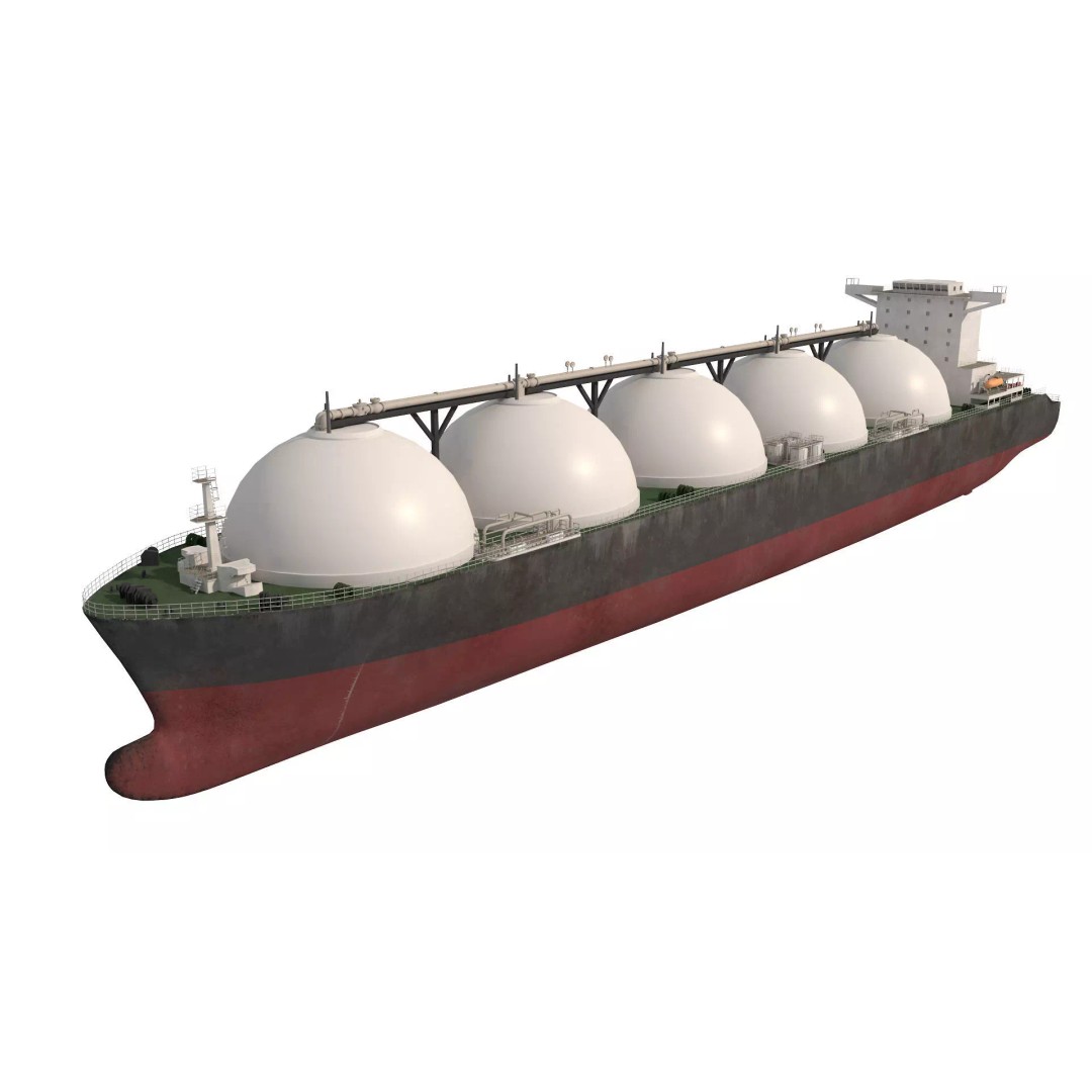 LNG Tanker 3D Model – Low Poly Cargo Ship, FBX, Game Ready - View 4