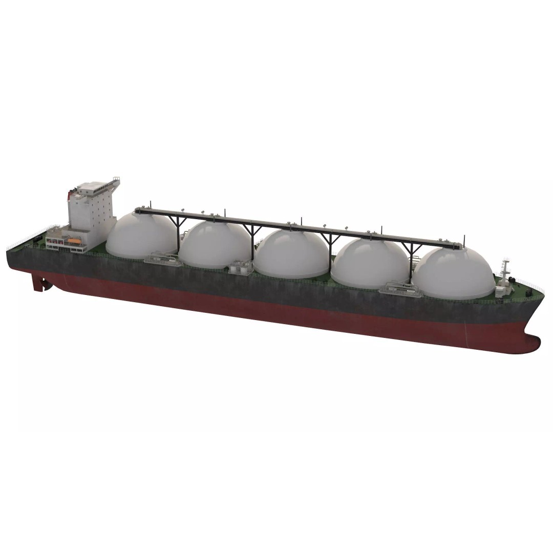 LNG Tanker 3D Model – Low Poly Cargo Ship, FBX, Game Ready - View 5