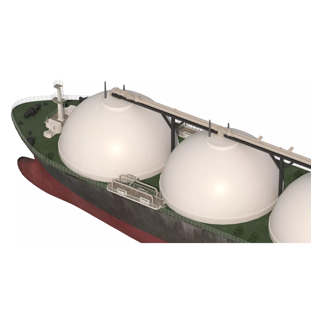 LNG Tanker 3D Model – Low Poly Cargo Ship, FBX, Game Ready - View 6