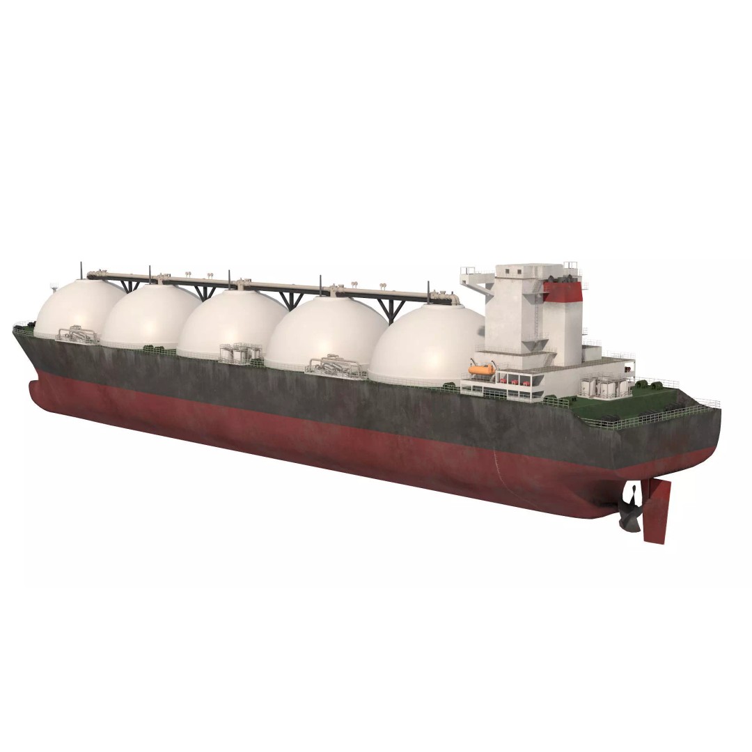 LNG Tanker 3D Model – Low Poly Cargo Ship, FBX, Game Ready - View 8