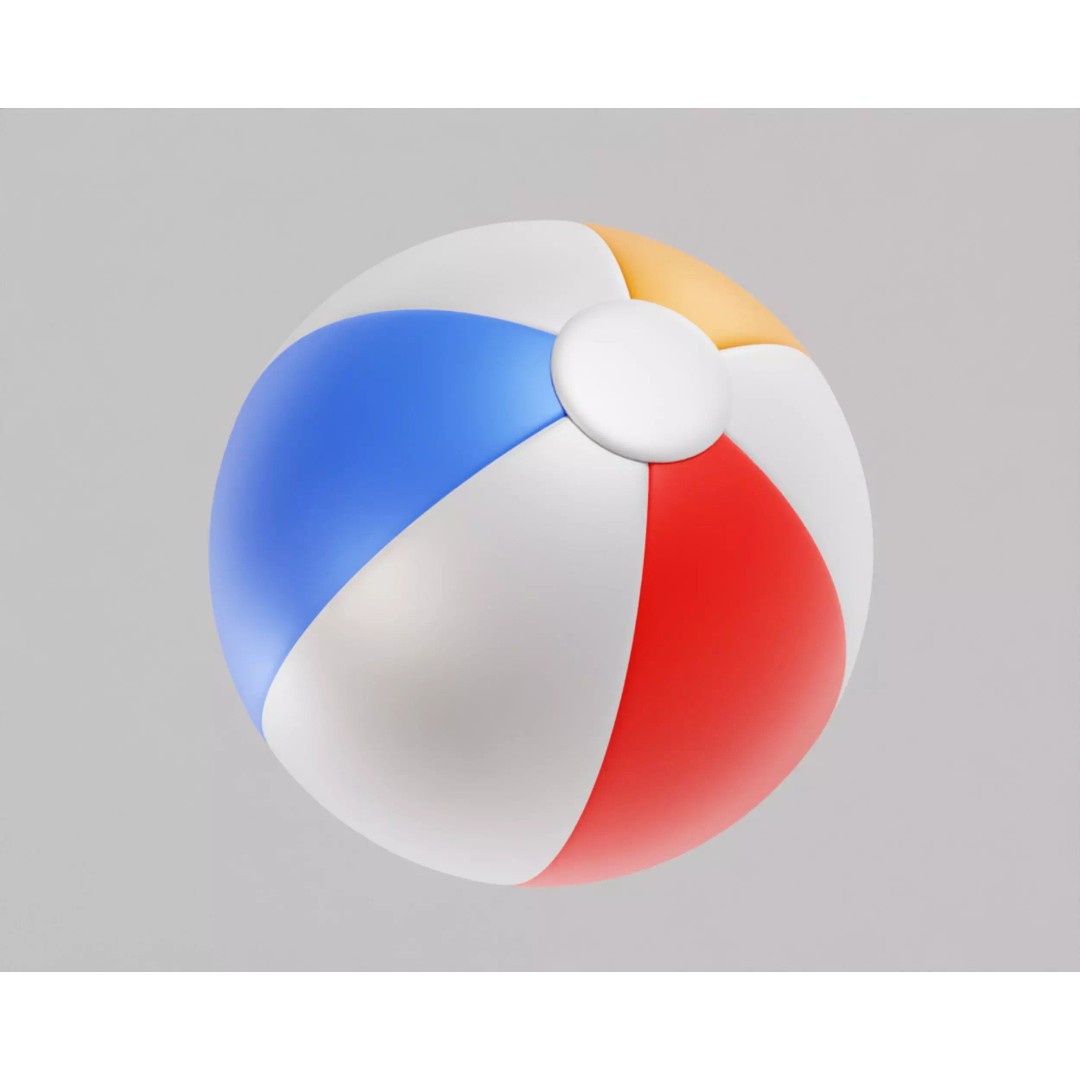 Beach Ball 3D Model – Low Poly Game Asset, FBX, OBJ, Blender - View 2