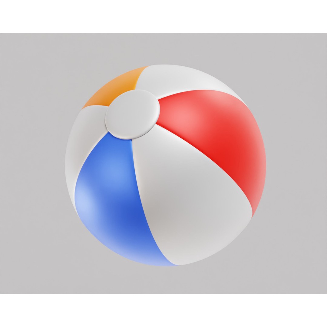 Beach Ball 3D Model – Low Poly Game Asset, FBX, OBJ, Blender - View 3