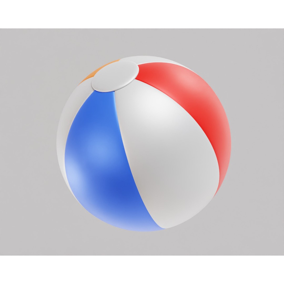Beach Ball 3D Model – Low Poly Game Asset, FBX, OBJ, Blender - View 4