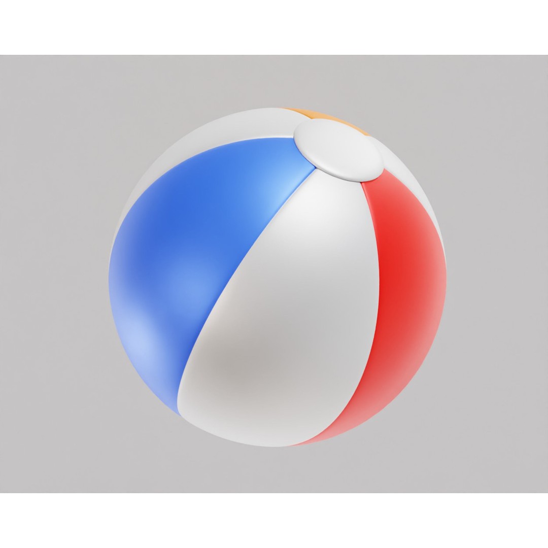 Beach Ball 3D Model – Low Poly Game Asset, FBX, OBJ, Blender - View 5