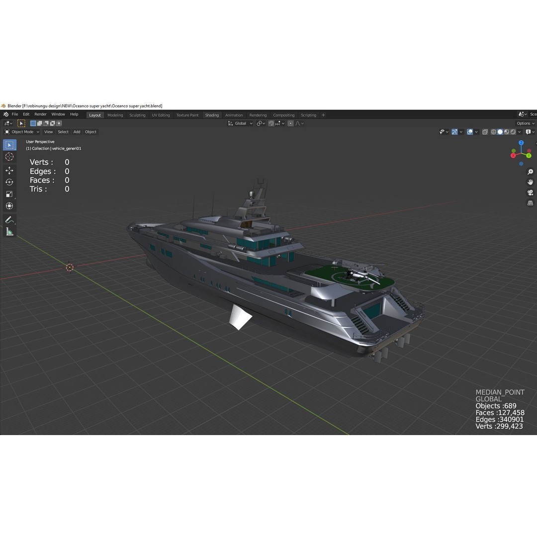 Oceanco Super Yacht 3D Model – High Poly Game-Ready Asset, FBX, OBJ - View 3