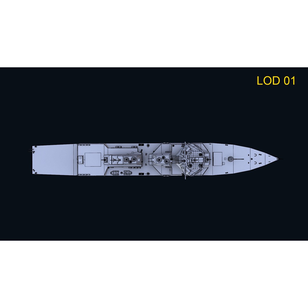 Navy Arlei Burke 3D Model – Low Poly Game-Ready Warship, FBX, OBJ - View 18