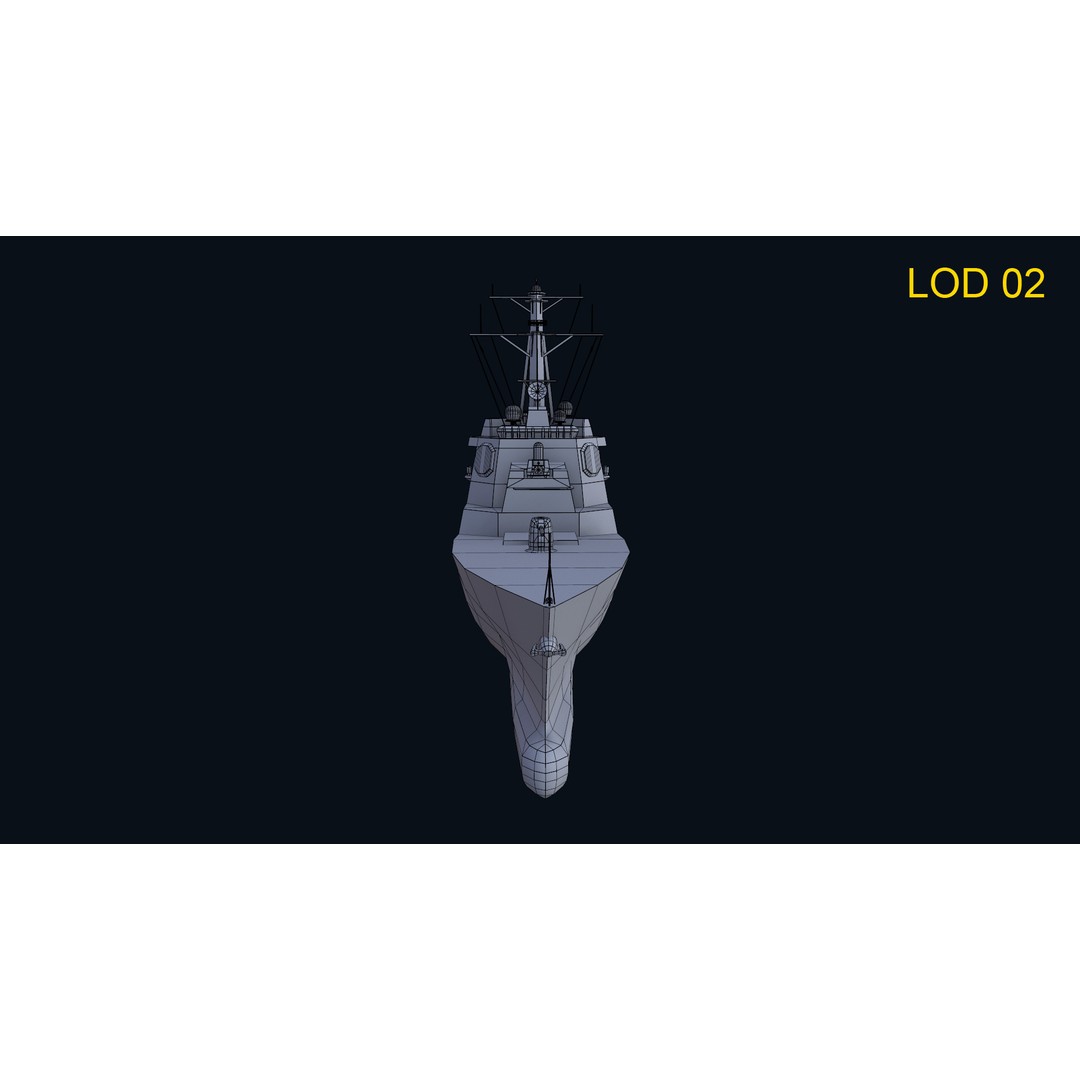 Navy Arlei Burke 3D Model – Low Poly Game-Ready Warship, FBX, OBJ - View 20