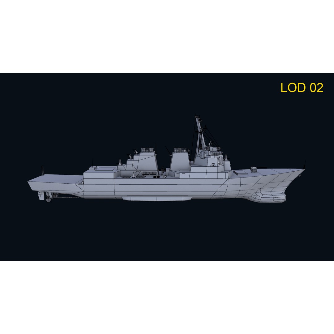 Navy Arlei Burke 3D Model – Low Poly Game-Ready Warship, FBX, OBJ - View 21