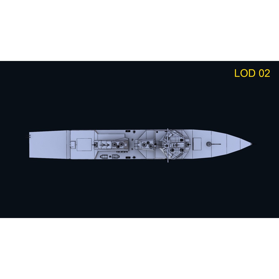 Navy Arlei Burke 3D Model – Low Poly Game-Ready Warship, FBX, OBJ - View 22