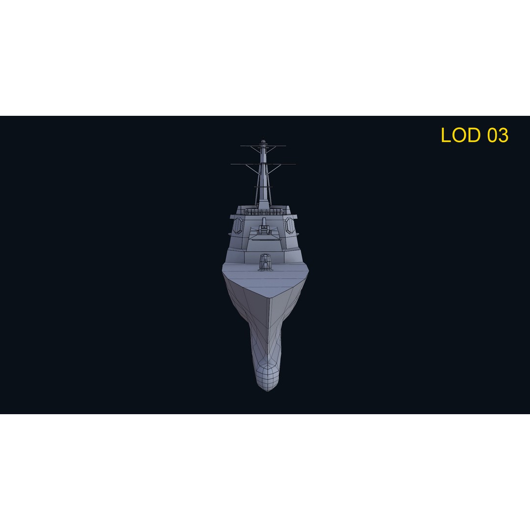 Navy Arlei Burke 3D Model – Low Poly Game-Ready Warship, FBX, OBJ - View 24