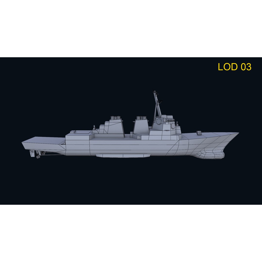 Navy Arlei Burke 3D Model – Low Poly Game-Ready Warship, FBX, OBJ - View 25