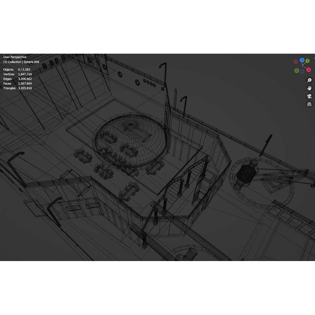 Large Research Ship 3D Model – Detailed Ocean Vessel for Animation