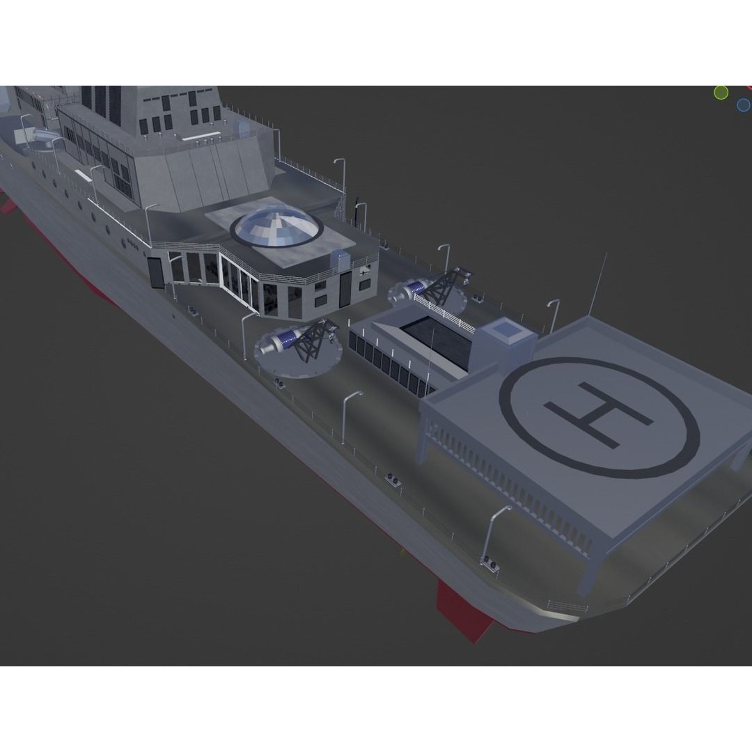 Large Research Ship 3D Model – Detailed Ocean Vessel for Animation - View 13