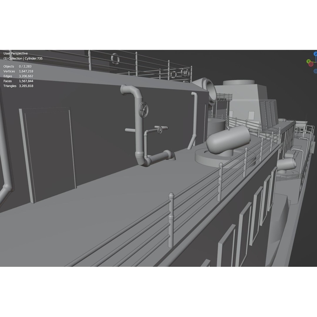 Large Research Ship 3D Model – Detailed Ocean Vessel for Animation - View 21