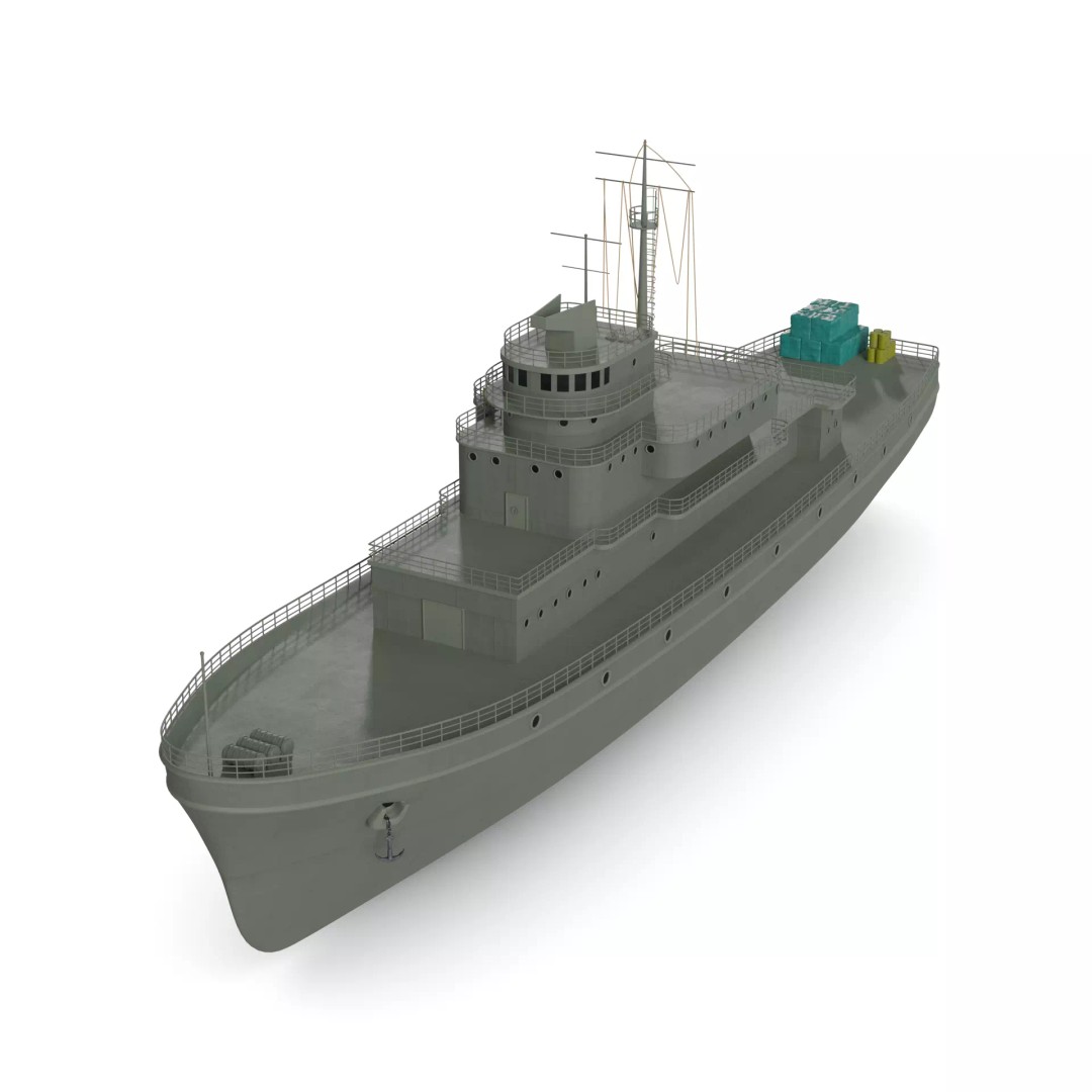 Replenishment Ship 3D Model – Low Poly Military Watercraft, FBX