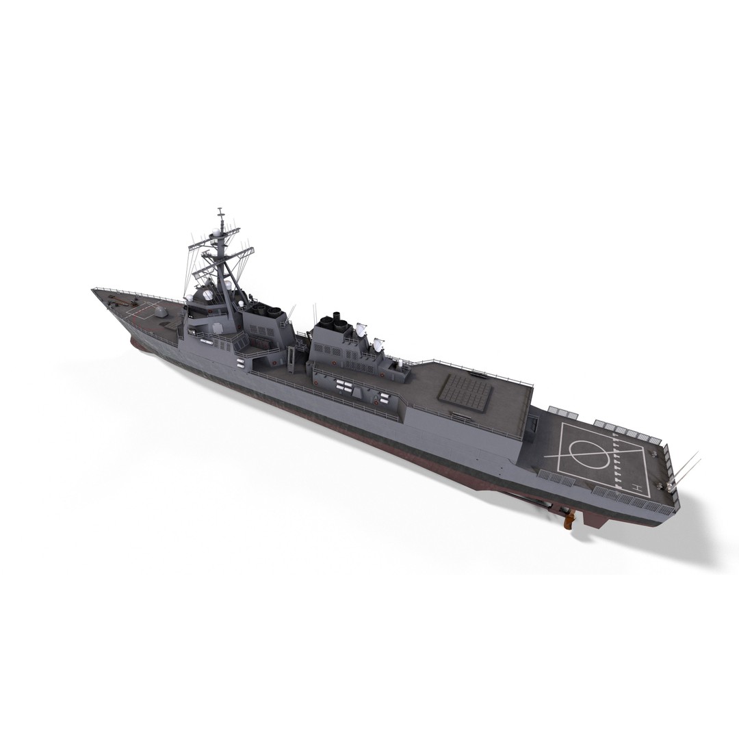Arleigh Burke Destroyer 3D Model – Low Poly Game Asset, FBX - View 10