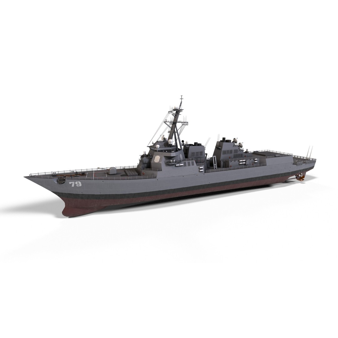 Arleigh Burke Destroyer 3D Model – Low Poly Game Asset, FBX - View 11