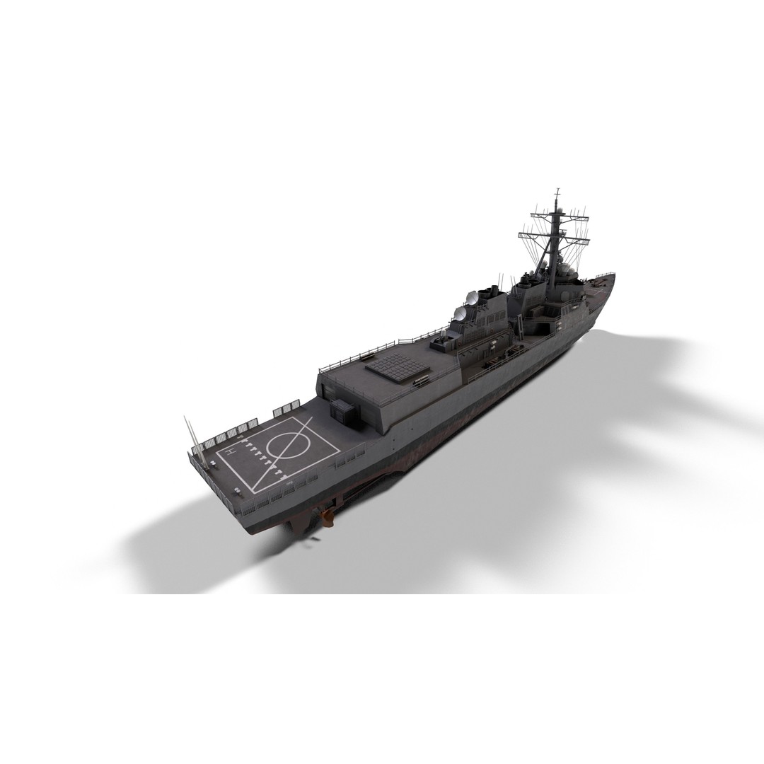 Arleigh Burke Destroyer 3D Model – Low Poly Game Asset, FBX - View 14