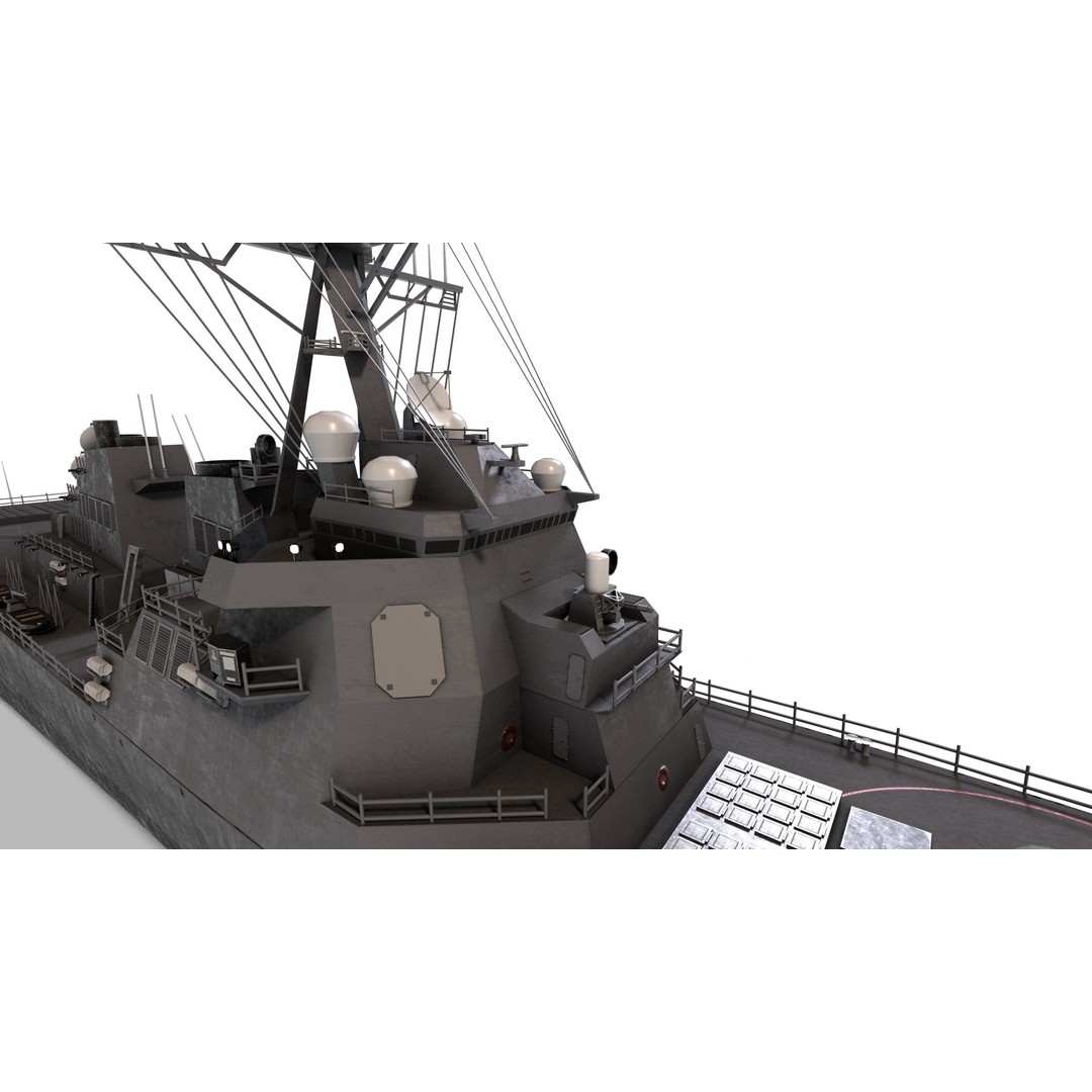 Arleigh Burke Destroyer 3D Model – Low Poly Game Asset, FBX - View 17