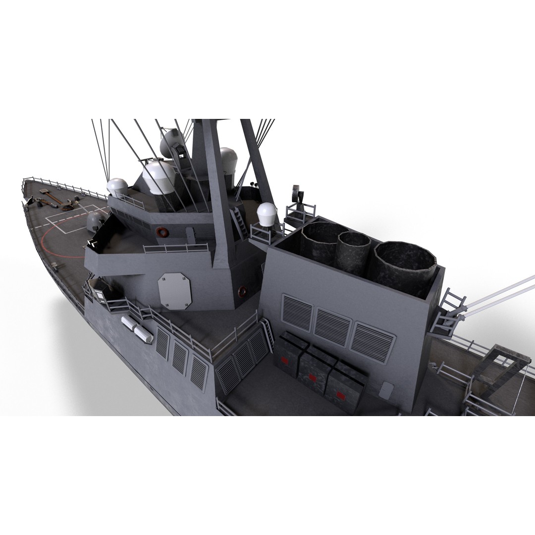 Arleigh Burke Destroyer 3D Model – Low Poly Game Asset, FBX - View 18