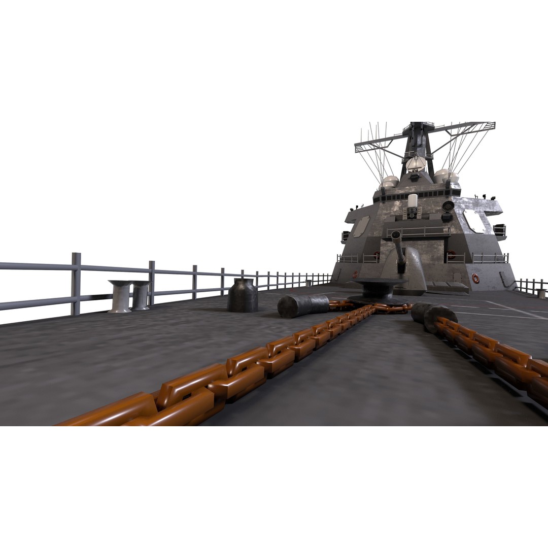 Arleigh Burke Destroyer 3D Model – Low Poly Game Asset, FBX - View 20