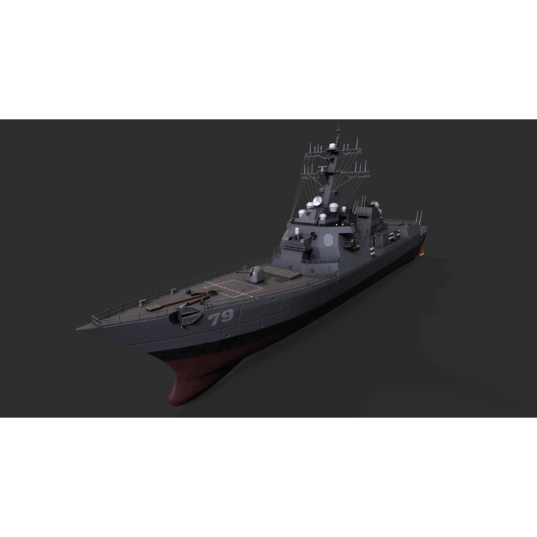 Arleigh Burke Destroyer 3D Model – Low Poly Game Asset, FBX - View 22