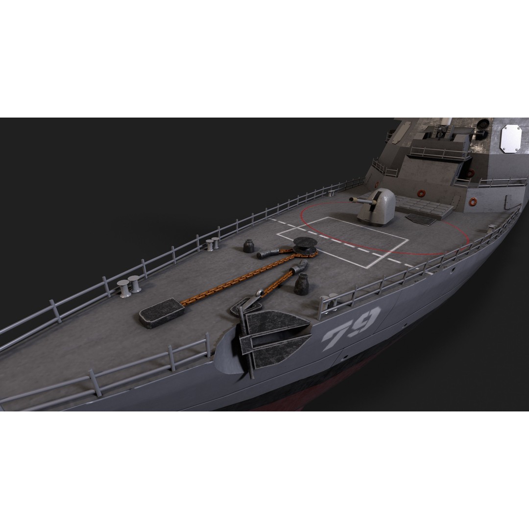 Arleigh Burke Destroyer 3D Model – Low Poly Game Asset, FBX - View 23