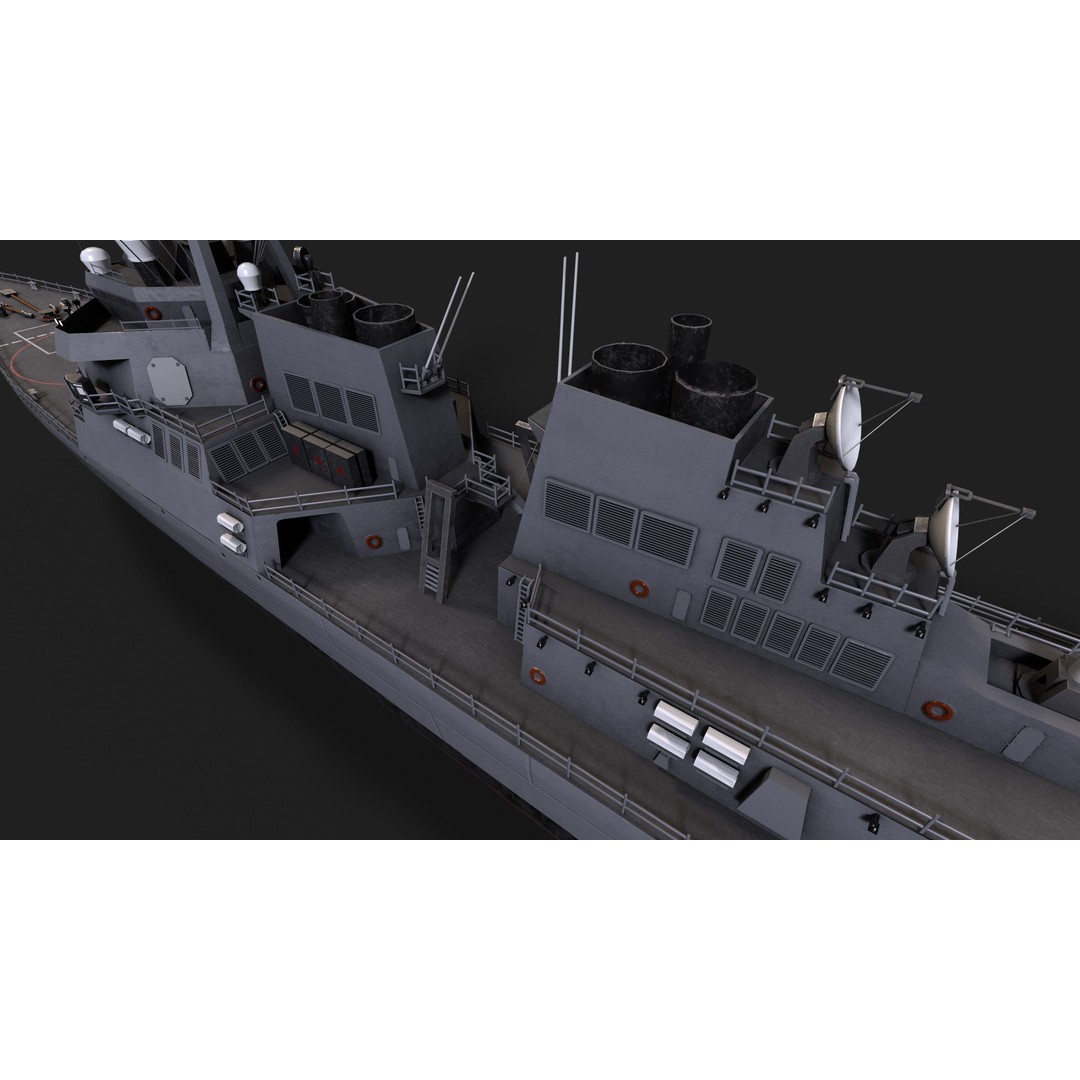 Arleigh Burke Destroyer 3D Model – Low Poly Game Asset, FBX - View 24