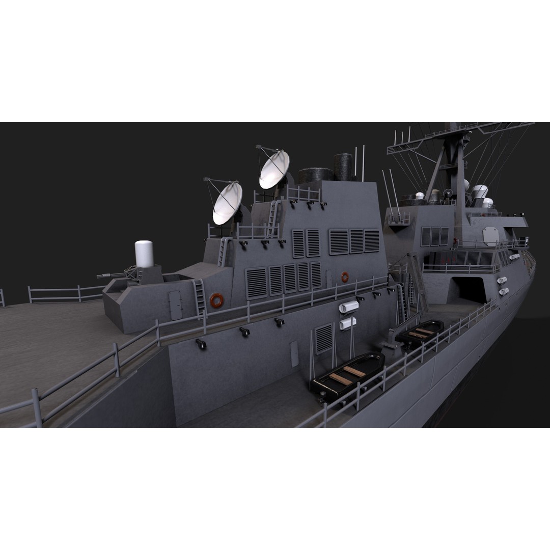 Arleigh Burke Destroyer 3D Model – Low Poly Game Asset, FBX - View 25