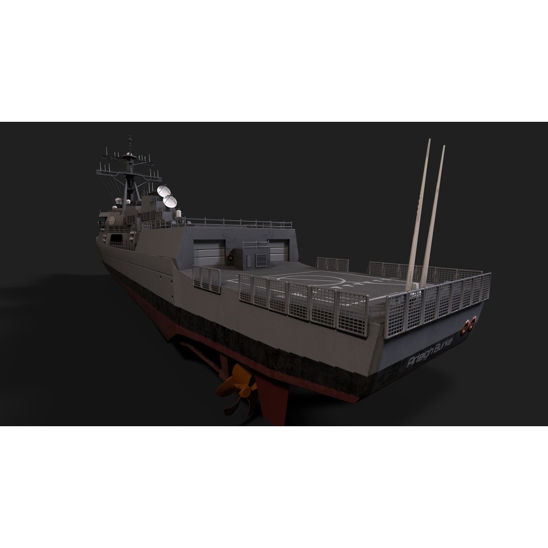 Arleigh Burke Destroyer 3D Model – Low Poly Game Asset, FBX - View 28