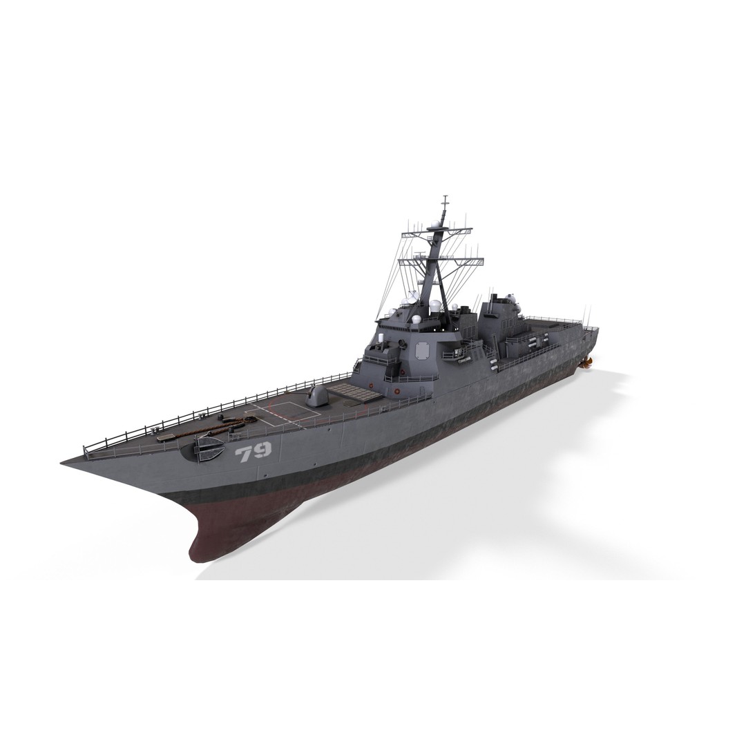 Arleigh Burke Destroyer 3D Model – Low Poly Game Asset, FBX - View 3