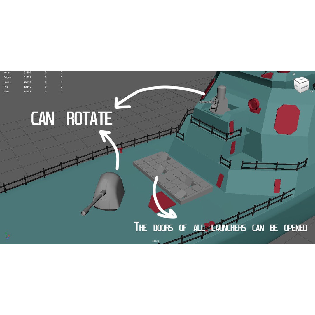 Arleigh Burke Destroyer 3D Model – Low Poly Game Asset, FBX - View 30