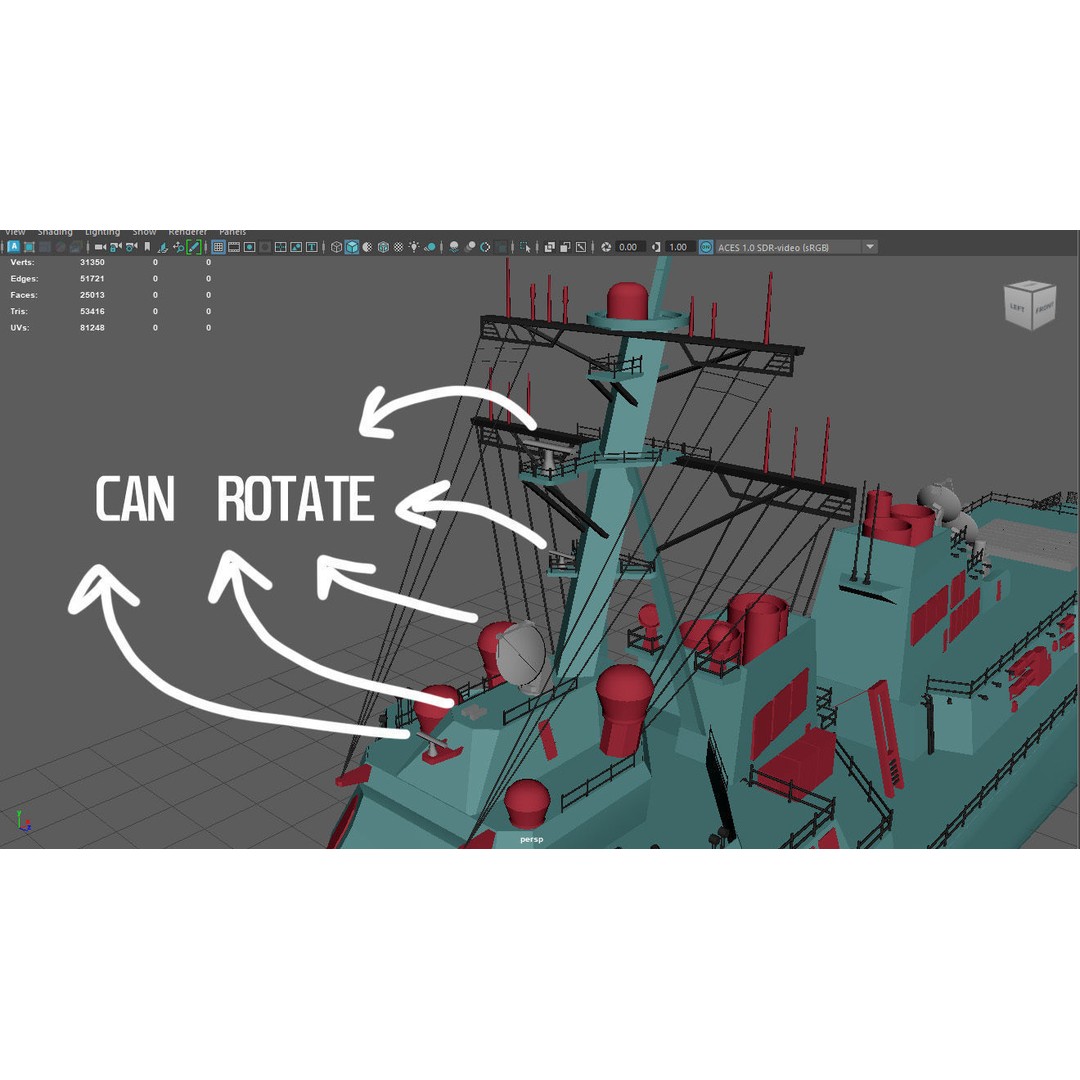 Arleigh Burke Destroyer 3D Model – Low Poly Game Asset, FBX - View 31