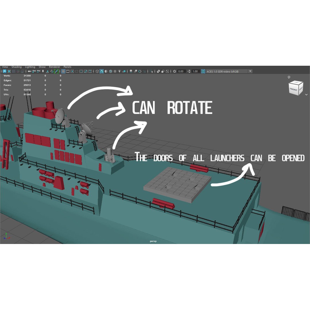 Arleigh Burke Destroyer 3D Model – Low Poly Game Asset, FBX - View 32