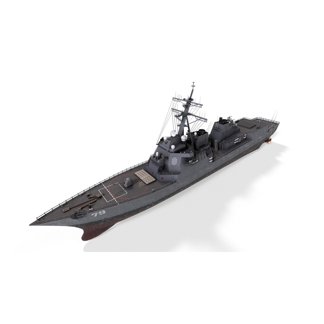 Arleigh Burke Destroyer 3D Model – Low Poly Game Asset, FBX - View 4