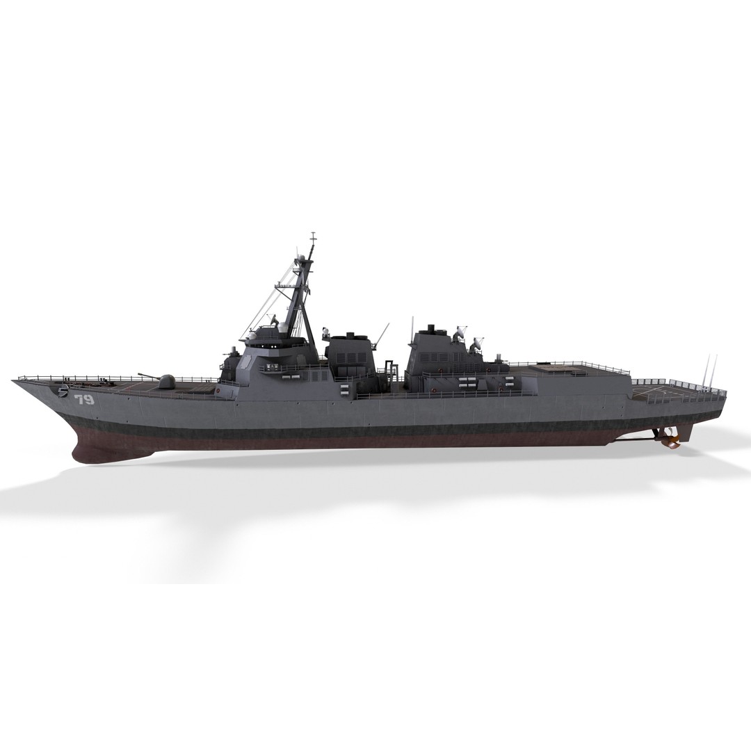 Arleigh Burke Destroyer 3D Model – Low Poly Game Asset, FBX - View 5