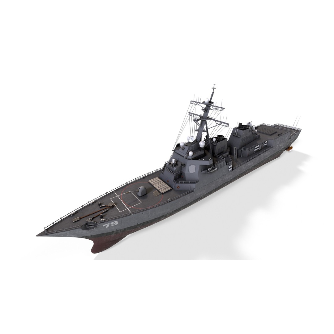 Arleigh Burke Destroyer 3D Model – Low Poly Game Asset, FBX - View 6