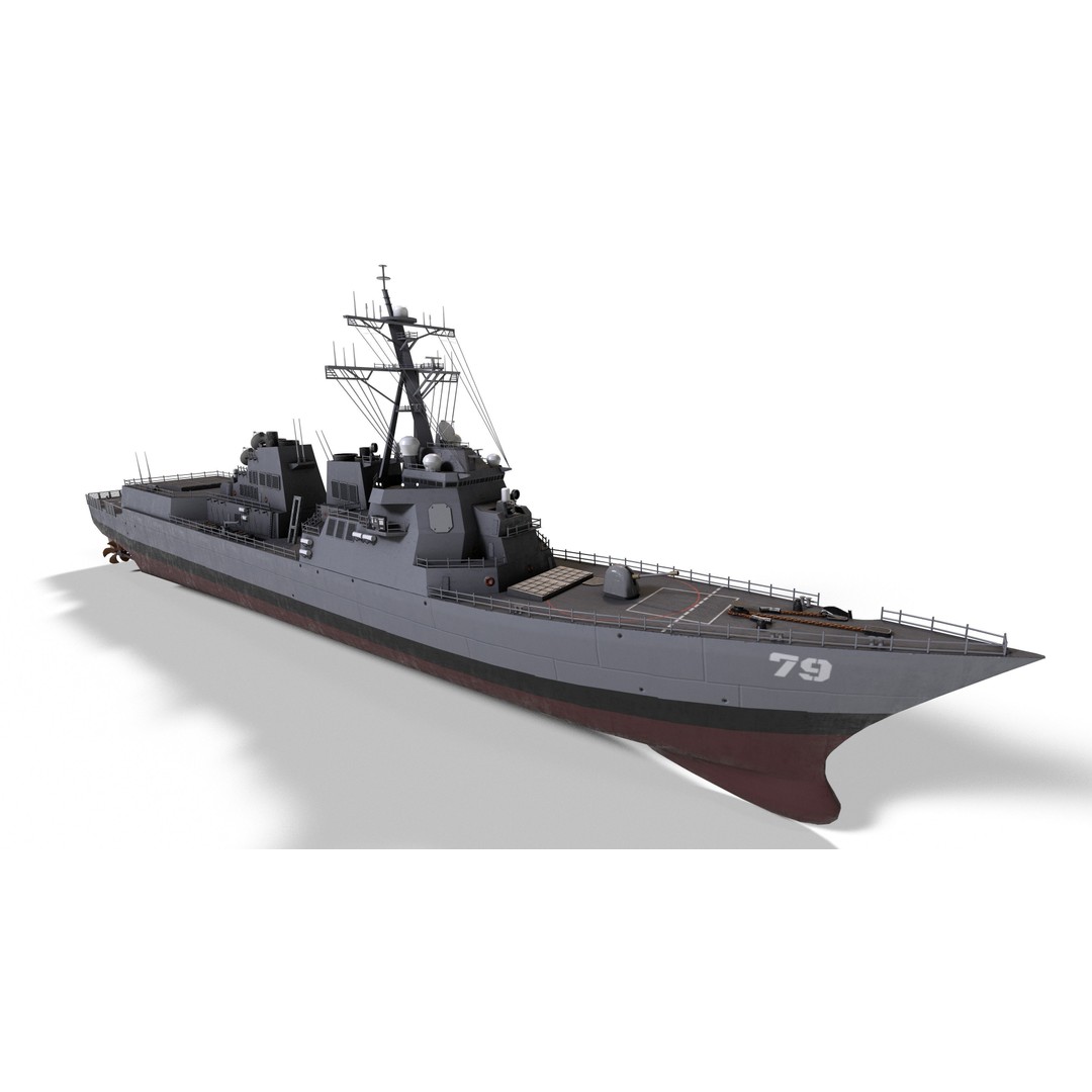 Arleigh Burke Destroyer 3D Model – Low Poly Game Asset, FBX - View 7