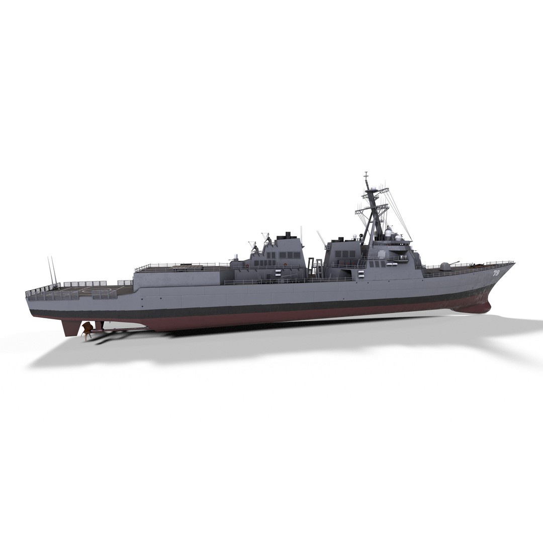 Arleigh Burke Destroyer 3D Model – Low Poly Game Asset, FBX - View 8