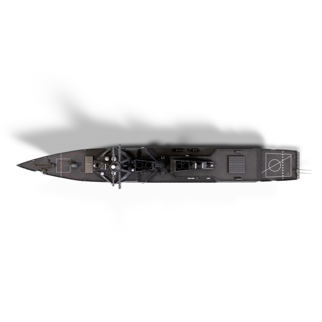 Arleigh Burke Destroyer 3D Model – Low Poly Game Asset, FBX - View 9