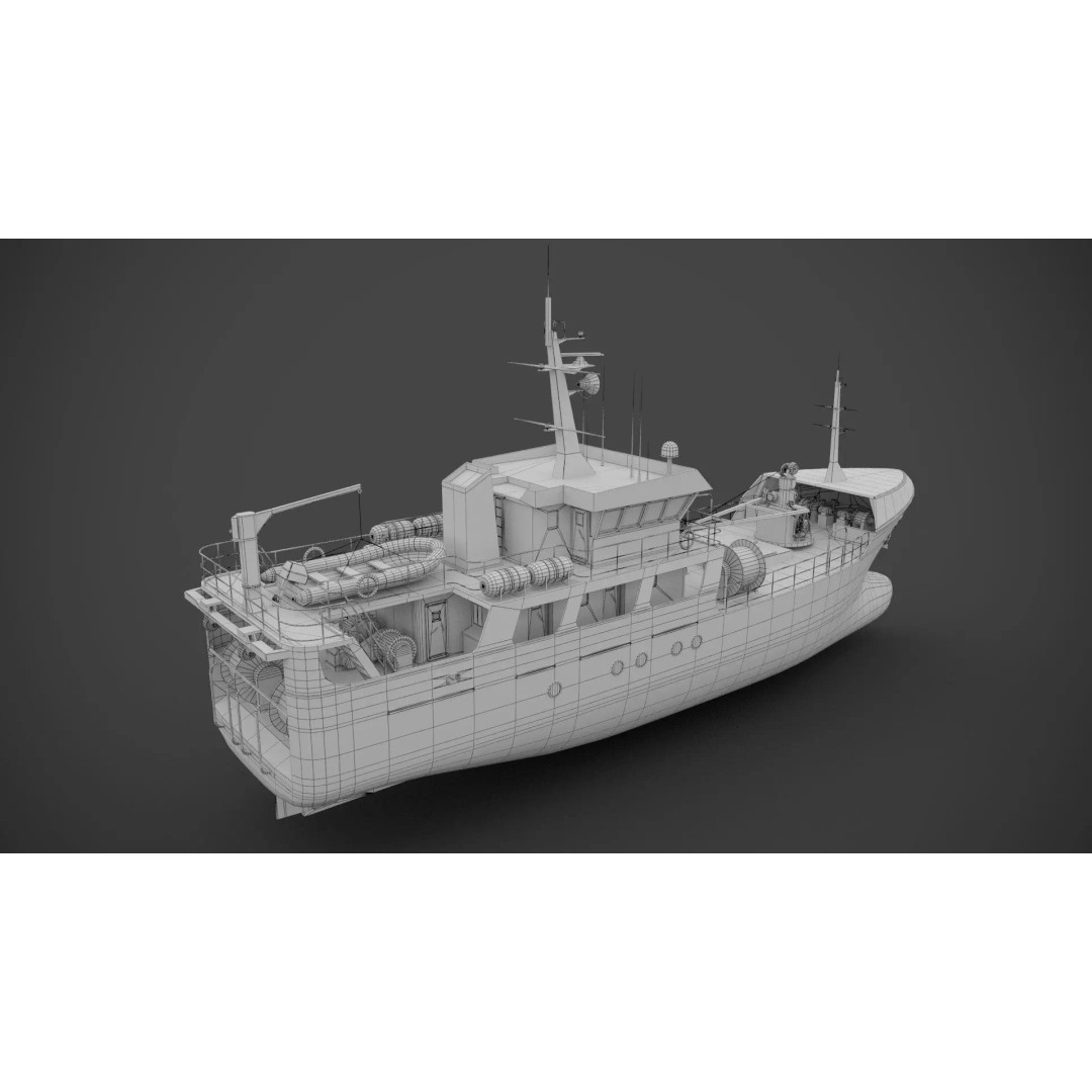 Multifunctional Tugboat 3D Model – Low Poly PBR Asset for Archviz