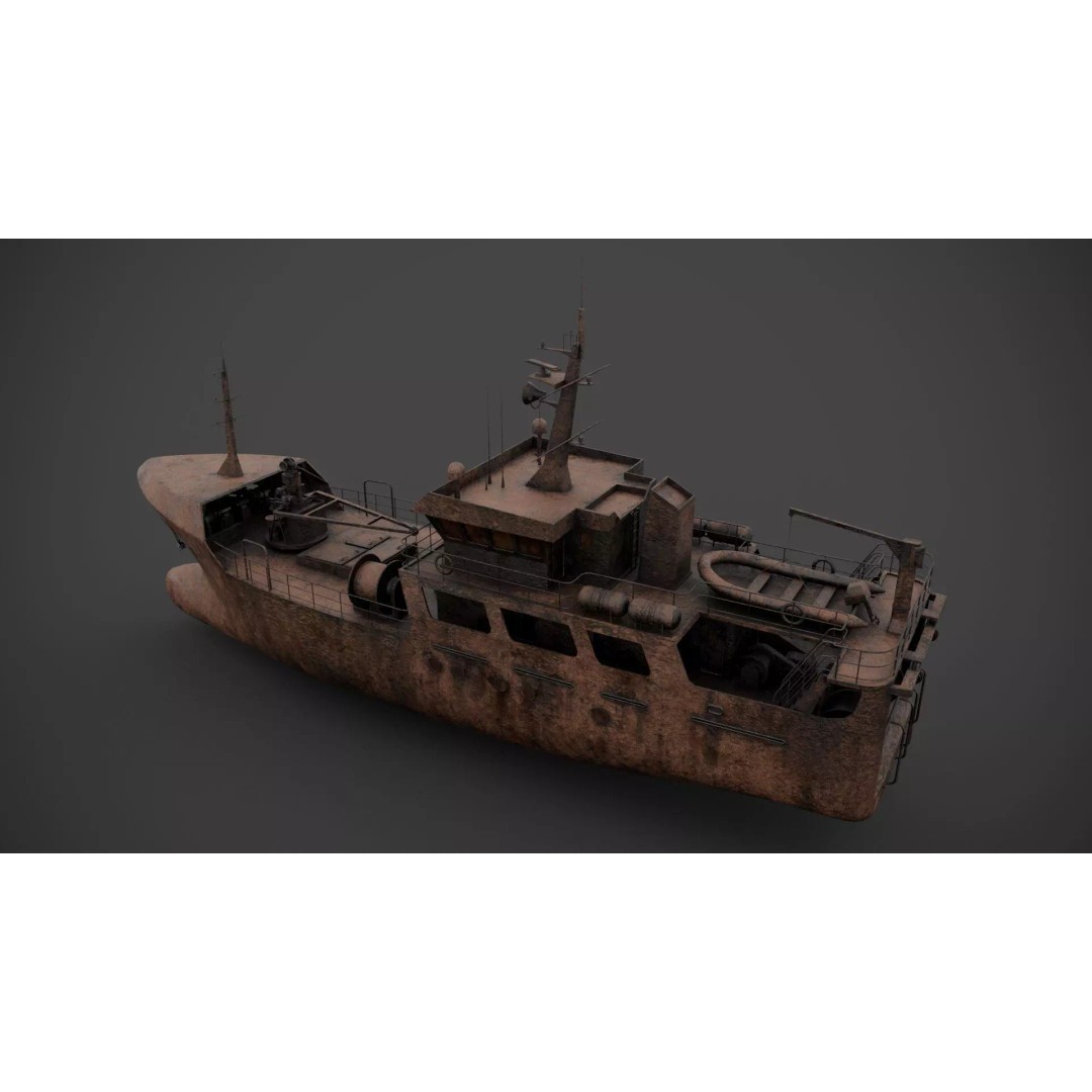 Multifunctional Tugboat 3D Model – Low Poly PBR Asset for Archviz - View 10