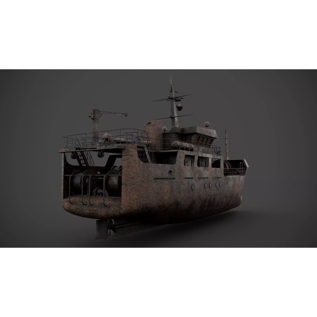 Multifunctional Tugboat 3D Model – Low Poly PBR Asset for Archviz - View 11