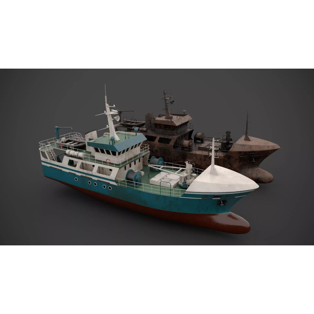 Multifunctional Tugboat 3D Model – Low Poly PBR Asset for Archviz - View 2
