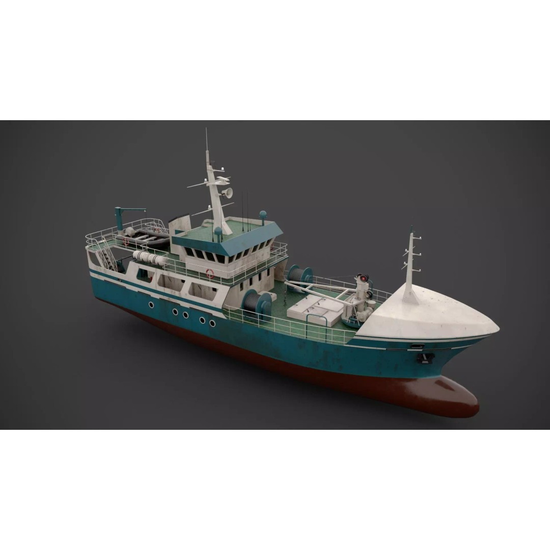 Multifunctional Tugboat 3D Model – Low Poly PBR Asset for Archviz - View 4