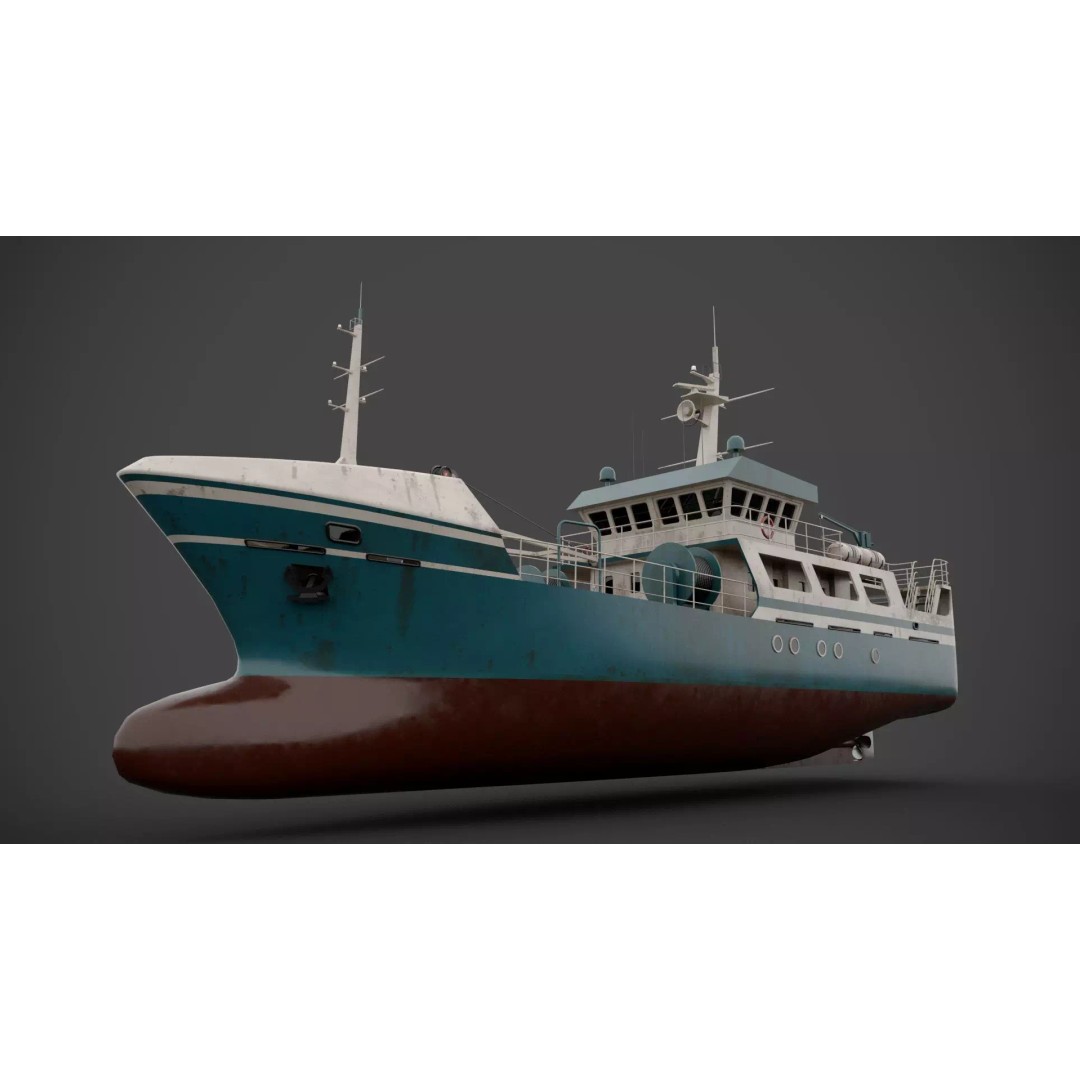 Multifunctional Tugboat 3D Model – Low Poly PBR Asset for Archviz - View 5